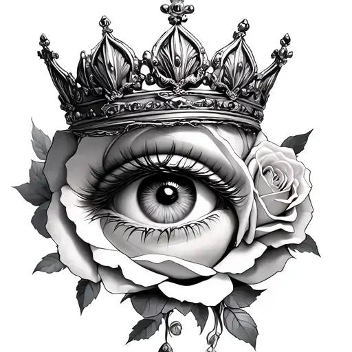 Eyes Surrouded By Rosses And A Crown
