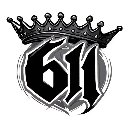 61 In Thug Font With Crown On Top