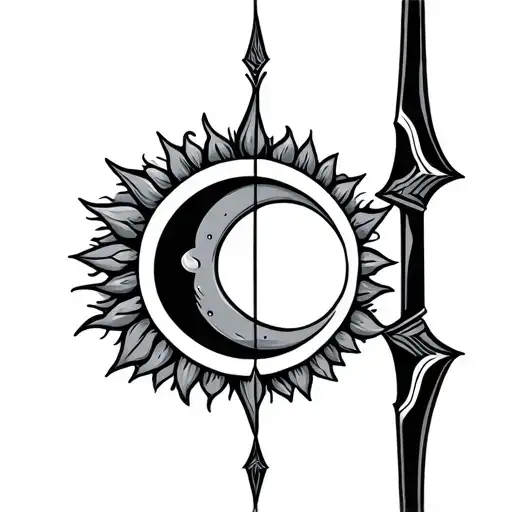 Bow And Arrow With Sun And Moon