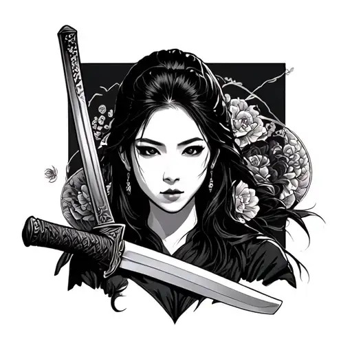 Asian Female With Katana Sword