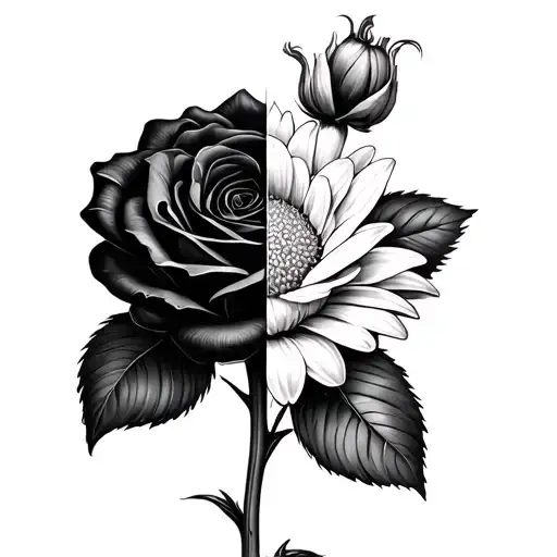 Half Rose And Half Daisy With One Stem