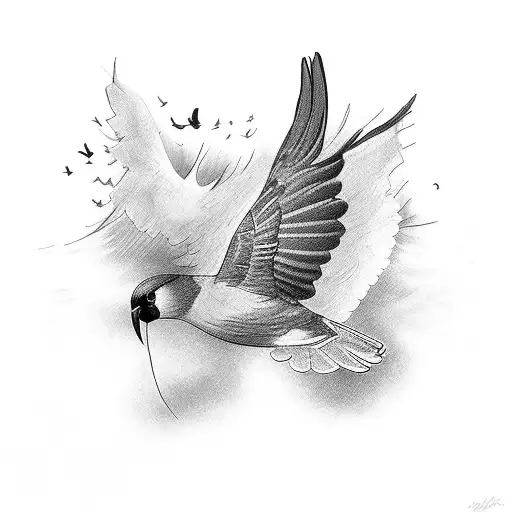 Bird Flying From The Word Freedom And Breaking Into Little Pieces