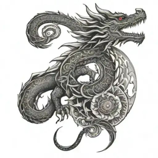 Mandala Sequence Dragon Design Tattoo Mens Arm