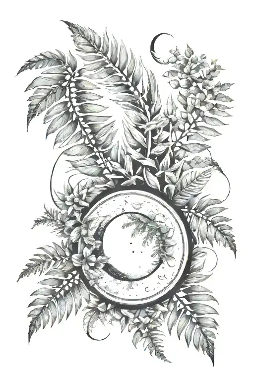 Hawaiian Fern Moon Phase Design