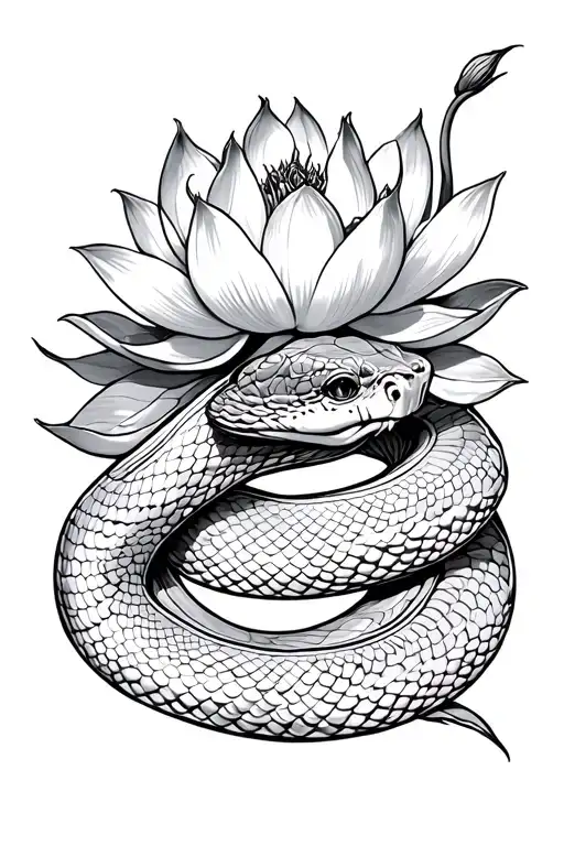 Snake Lotus Wrap Tattoo Design