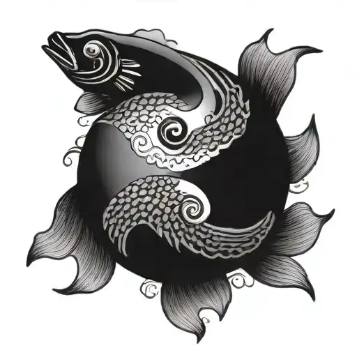 Yin Yang Symbol Of Fish Swimming
