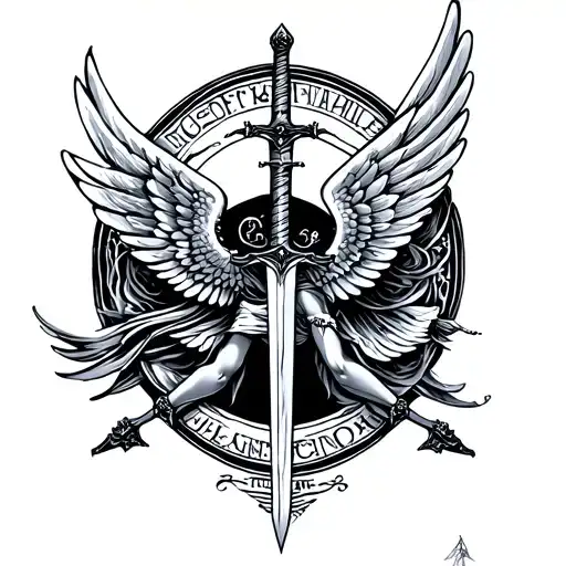 Gemini Zodiac Sign With Wings Flying And Sword Going