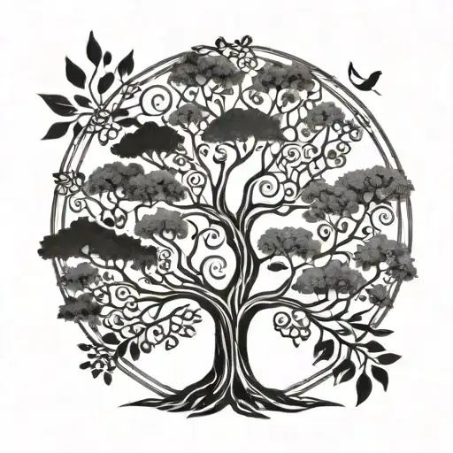 A Minimalist Tree Of Life Tattoo With The Letters