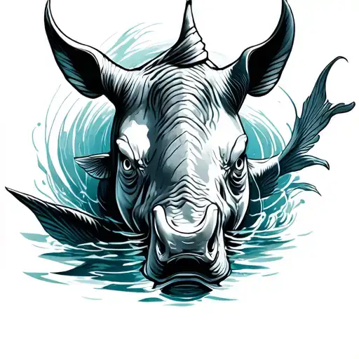 Koi Fish Swimming Rhino Head