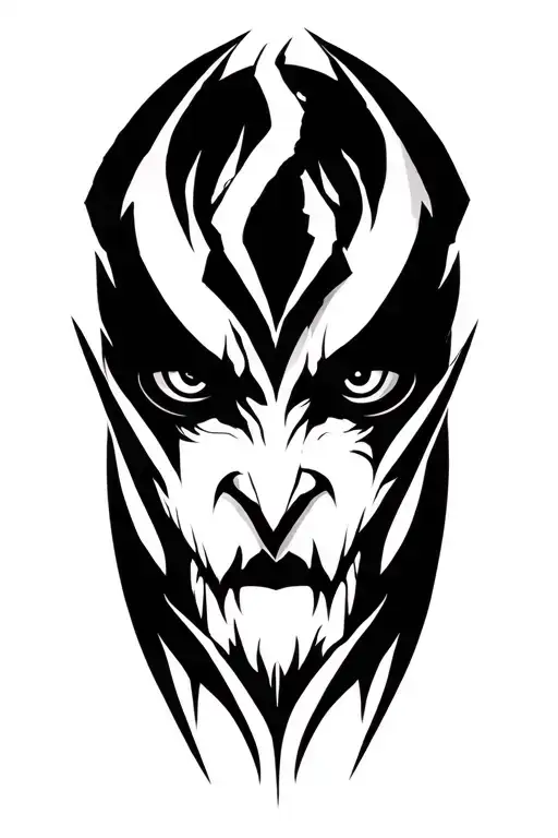 Devil Oni Gothic Minimalist Tribal Eyes Torn