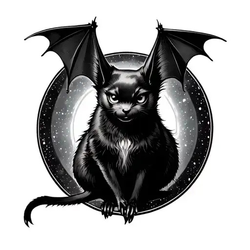 Bat With Echolocation Against The Background Of An Acoustic Circle