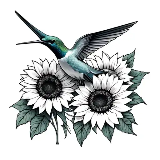 Humming Bird With Sunflowers With Name