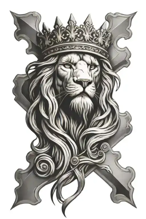 Jesus Cross Crown Lion