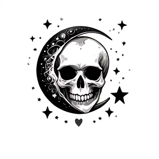 Half Moon Love Heart Skull Stars