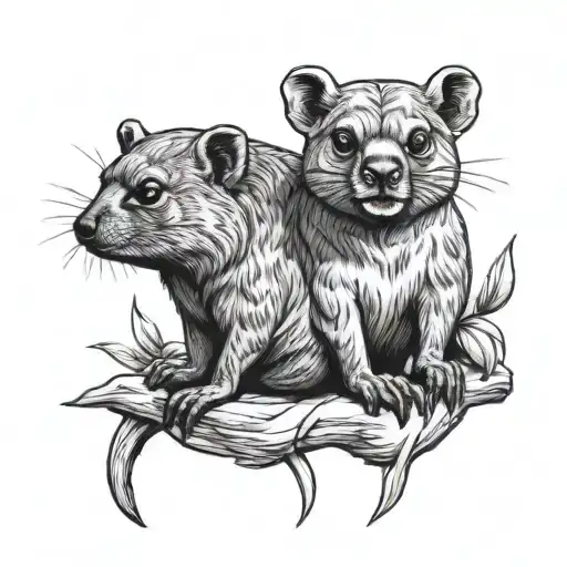 Rock Hyrax And Monkey