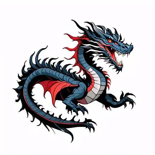 Dragon Dragon In Black Blue And Red