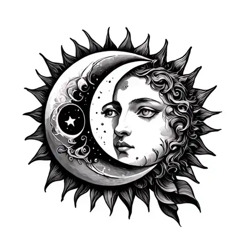 Sagitarrius Sun And Moon Merging Together With A Bow