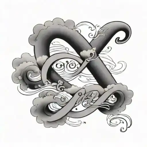 The Letters Kjw In Cursive Coming Through Clouds With The Date 1957-Infinity Underneath