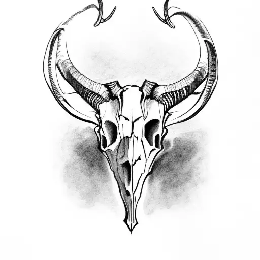 Goat Skull With Round Horns