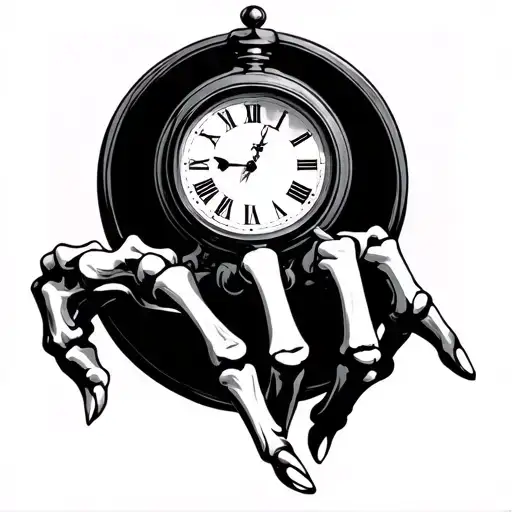 Skeleton Hand With Clock Inside
