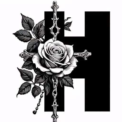 Rosary Wrapped Cross Roses