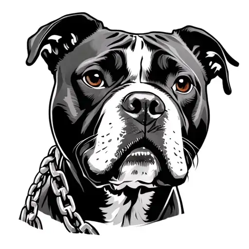 Barking Pit Bull With Chain