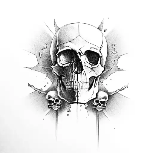 Skull With Shadows And For