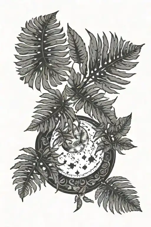 Hawaiian Fern Moon Phase Design