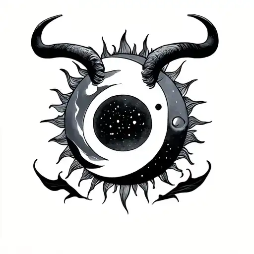 Sun And Moon With A Resemblence Of Taurus