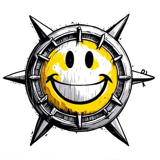 Yellow Smiley Face Nautical Compas