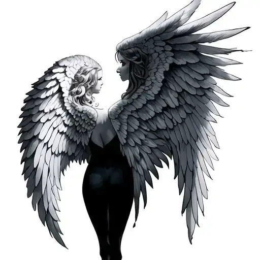 Angel Wing Tattoo On Back Side