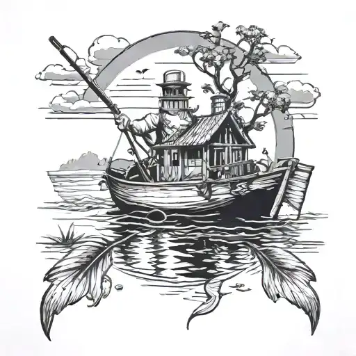 Semicolon Fishing Scene