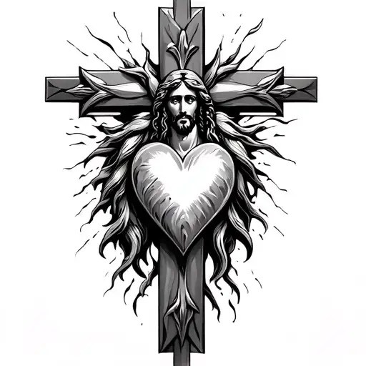 Jesus Cross Chrome Heart