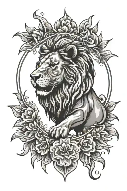 Lion Roaring Mandala Style