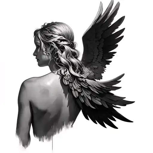 Back Of Neck Tattoo Of Seraphim Angel