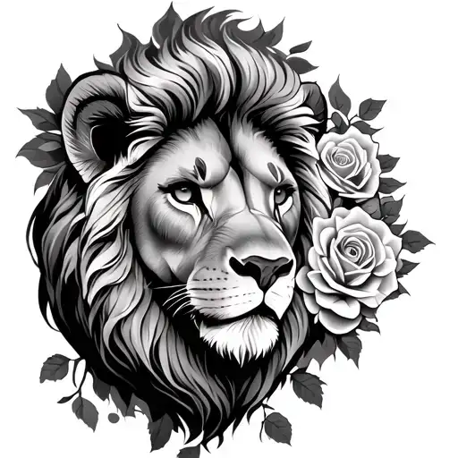Roses And Lion Surrounded