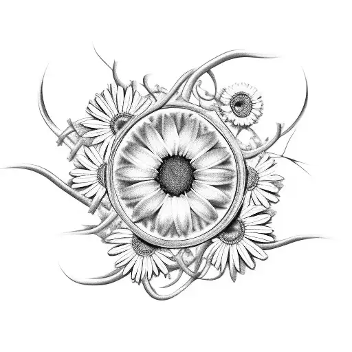 Daisies And Vines Wrapped Around A Christian Cross