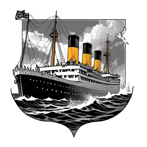 Titanic With Poseidon In Background