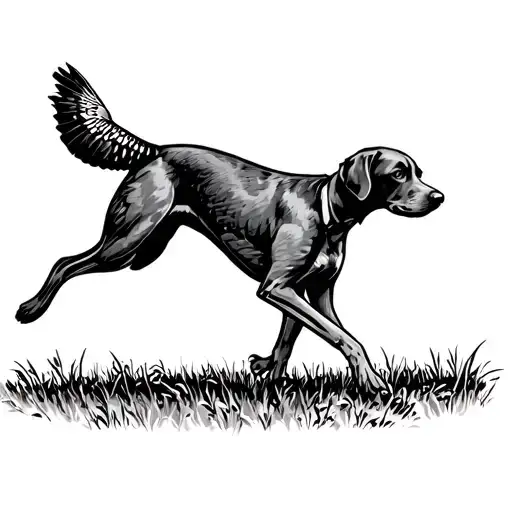 German Short Hair Pointer Chasing Pheasant Huntin