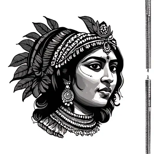 Create A Medium Size Tattoo Design Showing The Mixed Culture Of India And Honduras