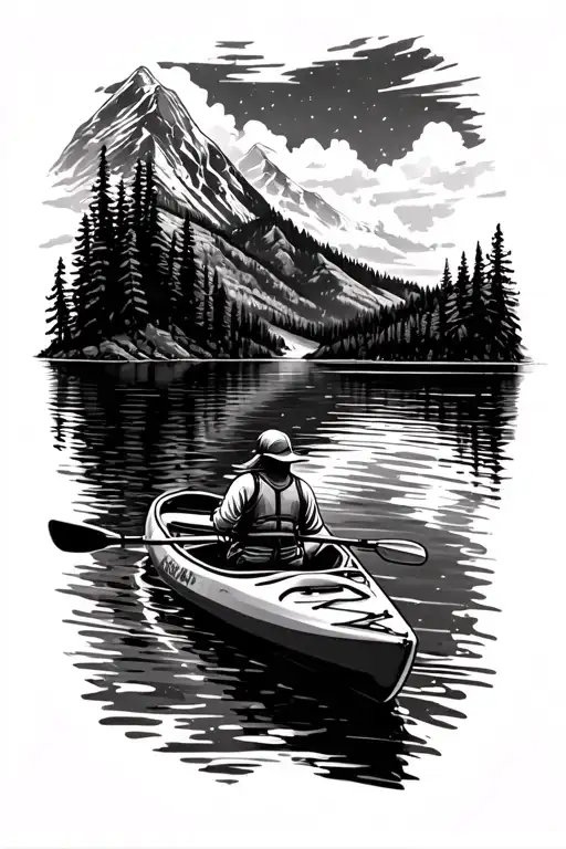 Kayak On A Mountain Lake