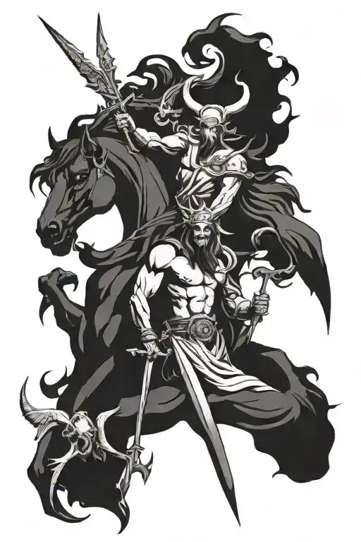 Simple Sagitarius And Satan Black And White