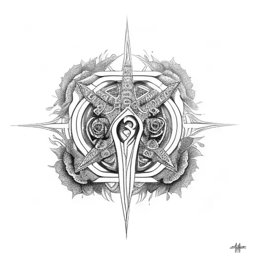 Ankh With Back Roses Surrounding