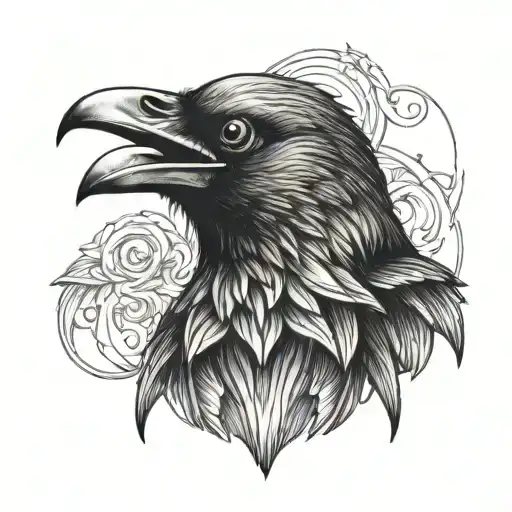 Crow Head Facing Forward