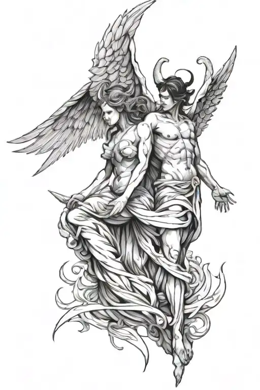 Simple Tatto Angel And Demon