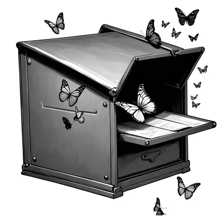 Open Mailbox With Butterflies Coming Out