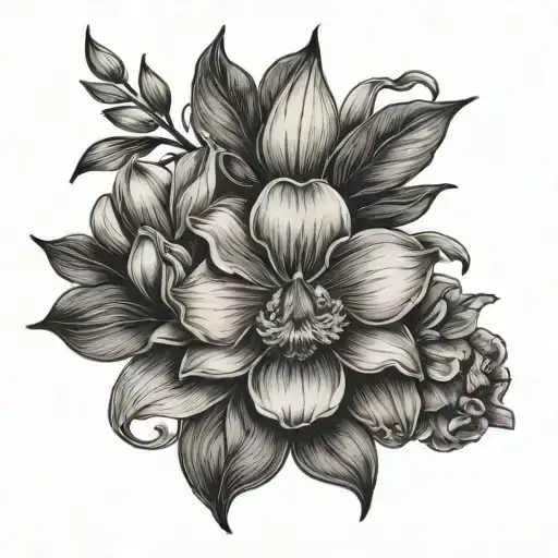 Magnolia And Orchid Half Sleeve In Black