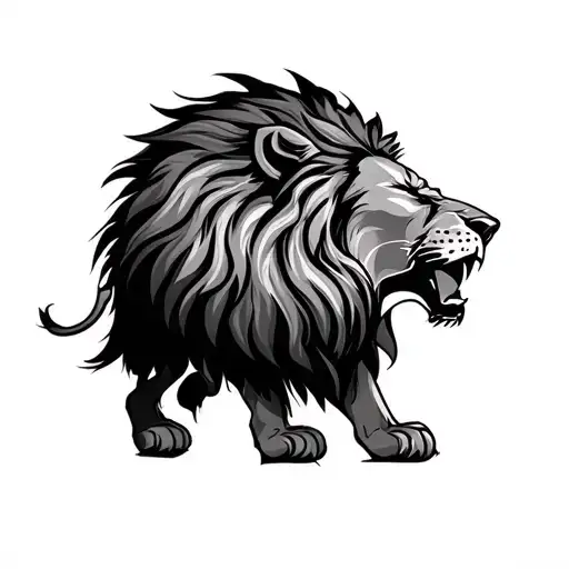 Lion Vs Lion Roaring