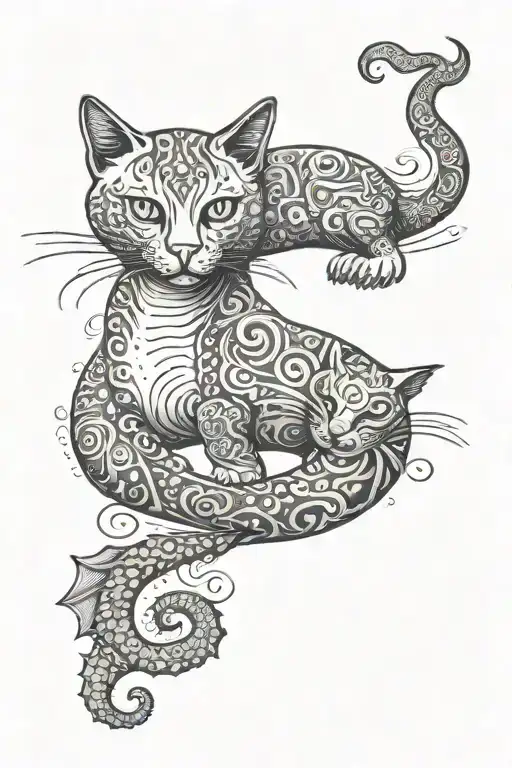 Cat Dog And Seahorse Gracefully Swimming