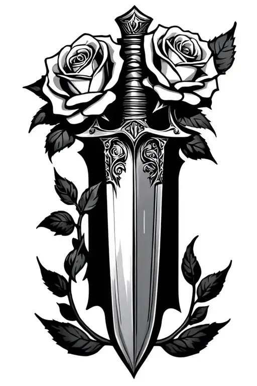 Dagger With Roses Intertwined Representing The Client's